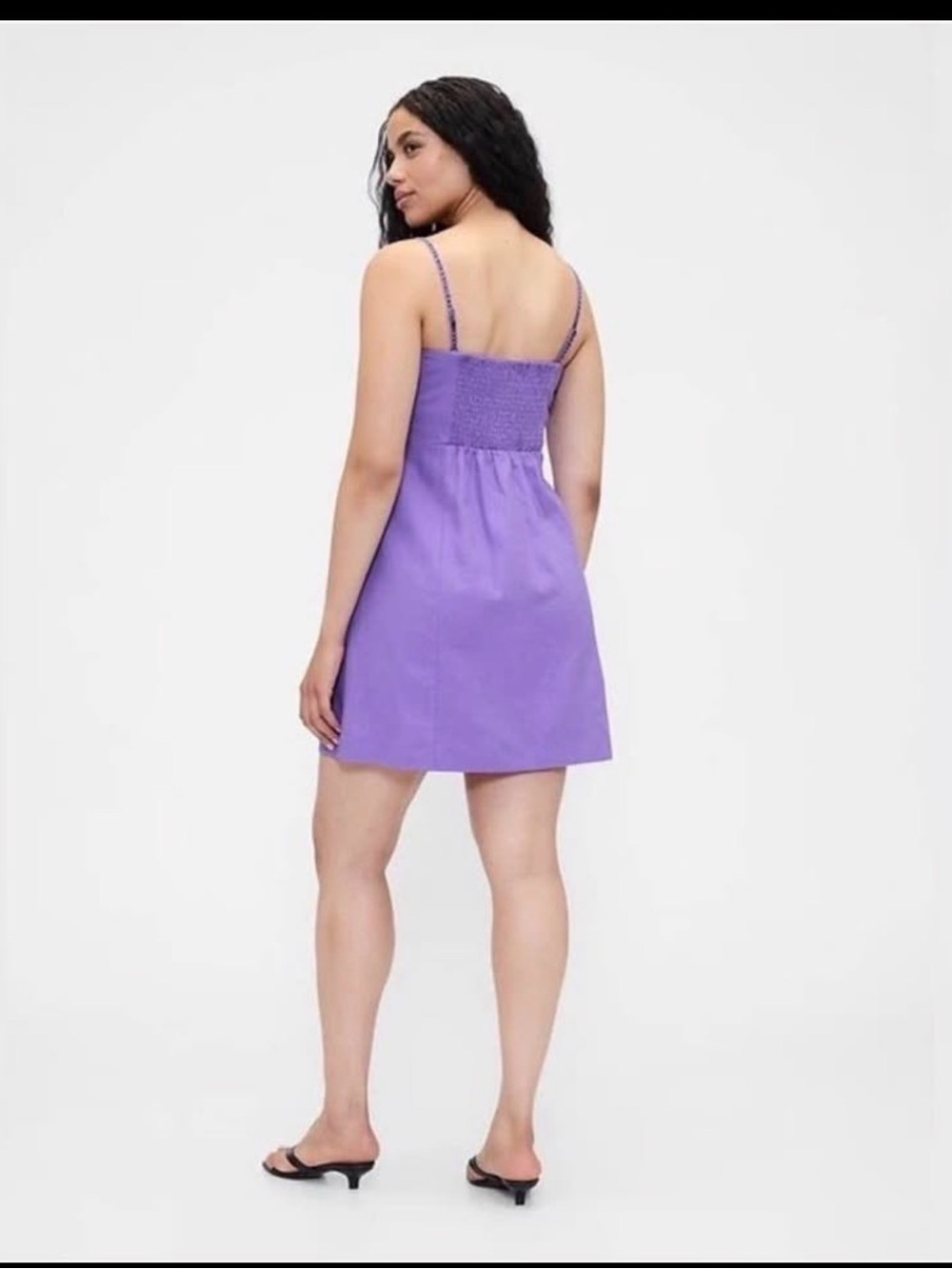 NWT Gap Linen-blend Mini Dress size Large in Purple - Picture 2 of 5